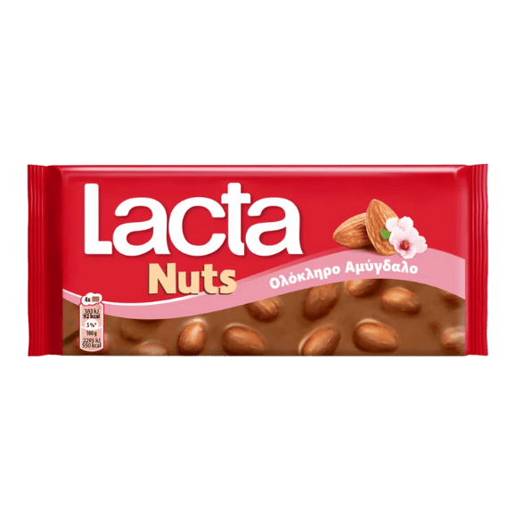 Mandelschokolade (100g) Lacta von Lacta bei Araxxon  - Hochwertiges griechisches Produkt.   Mandelschokolade (100g) Lacta από Lacta στο Araxxon  - Αυθεντικό ελληνικό προϊόν.